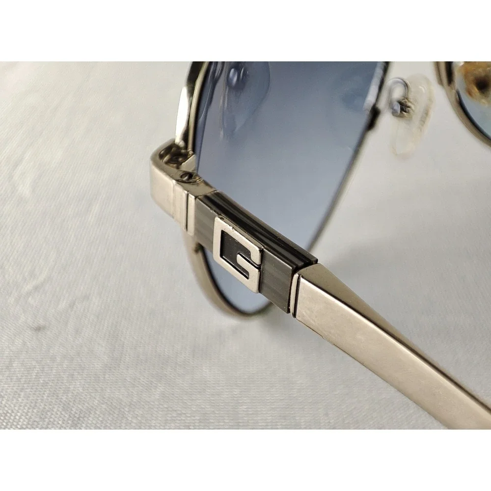 GUESS GU 6812 SI-48F Men's Aviator Sunglasses Silver Blue Tint 62-13-140